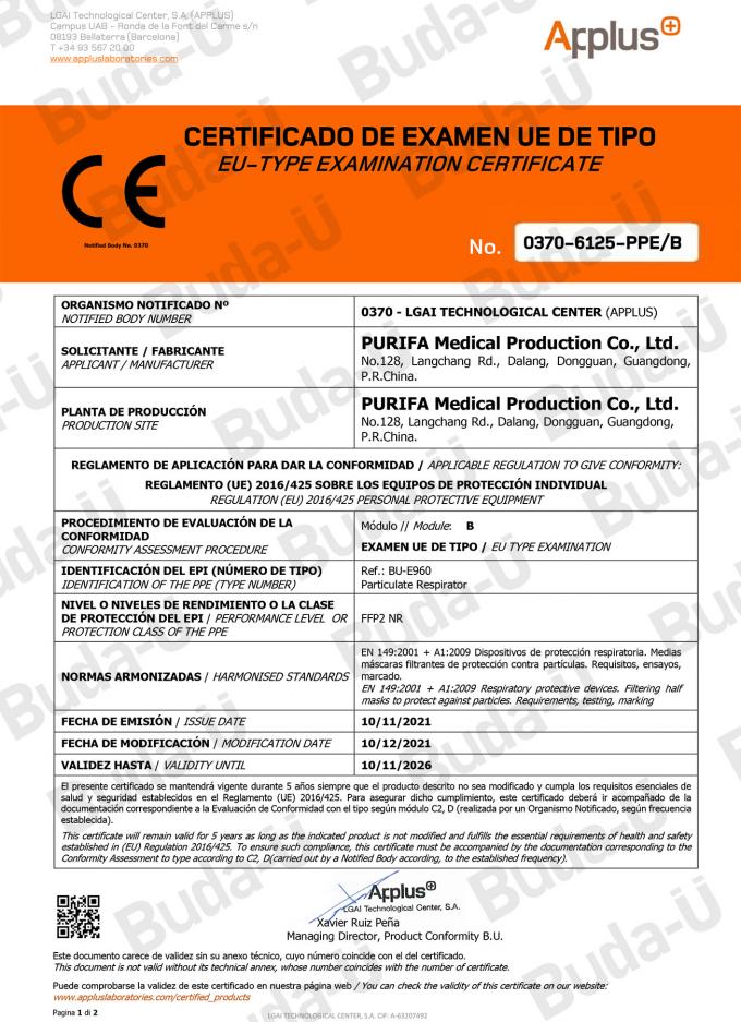 CE 0370 Module B Certificate – 1of 2