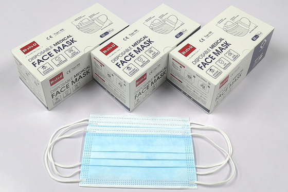 Type IIR Disposable Surgical Face Mask With Ear Loops CE EN 14683 50Pcs/Box