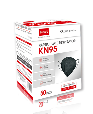 Foldable Black KN95 Respirator Mask , KN95 Respirator Protective Mask FDA CE Certification