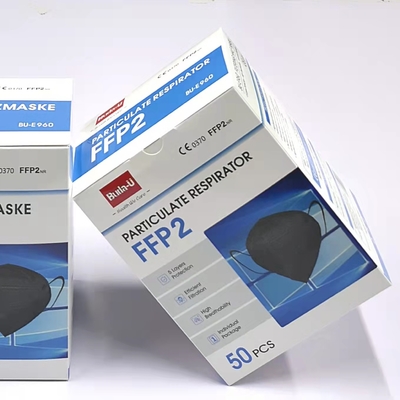 5 Layers Disposable FFP2 Respirator Mask , Nonwoven Face Mask , CE Certified FFP2 Dust Mask , Black Embossing Print