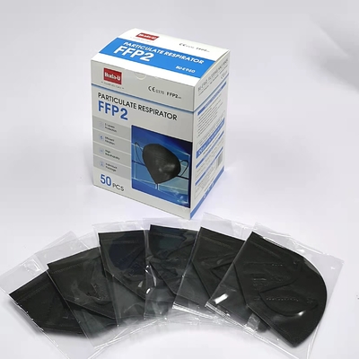 5 Layers Disposable FFP2 Respirator Mask , Nonwoven Face Mask , CE Certified FFP2 Dust Mask , Black Embossing Print
