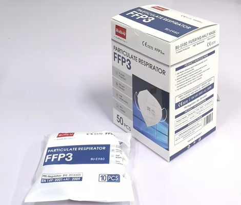 FFP3 Disposable Particulate Respirator Face Mask With Earloops , Protection Level ≥99%