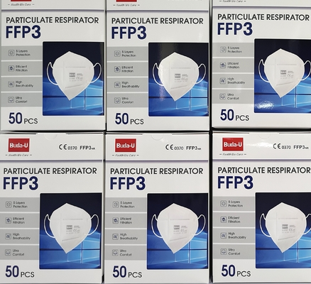 FFP3 Disposable Protective Face Mask , Elastic Earloops , FFP3 Particulate Respirator Without Valve