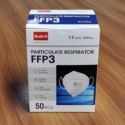 White FFP3 Face Mask Particulate Respirator Mask No Valve , Breathable , Soft And Comfortable Earloops