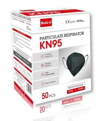Nonwoven Black KN95 Face Mask , KN95 Respirator Mask , Protection Level at KN95