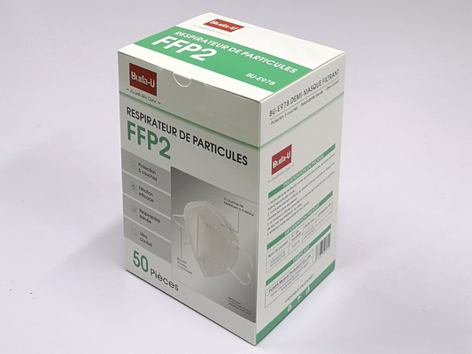 Earloop FFP2 NR Particle Half Mask , FFP2 Mask In French , Spanish , Italian Or German Languages Packing CE 0370