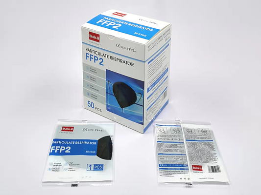 Anti Droplet Black FFP2 Filtration Mask With High Efficiency Meltblown Cloth