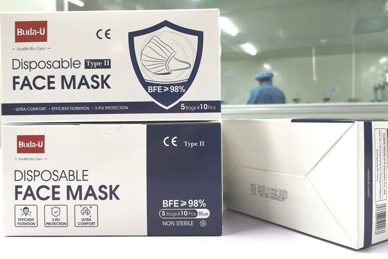 Blue 3 Layer Medical Disposable Particulate Respirator Mask Type II 10Pcs/Box