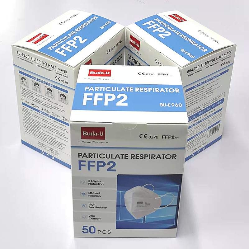 Buda-U FFP2 Face Mask Respirator, CE0370,  PPE- Regulation (EU) 2016/425 , Black And White FFP2 Filtering Half Mask ,FDA