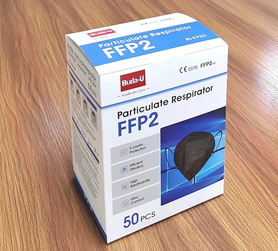 Black FFP2 Face Mask , FFP2 Particulate Respirator Mask , FFP2 With CE Certification Non Woven Protective Mask