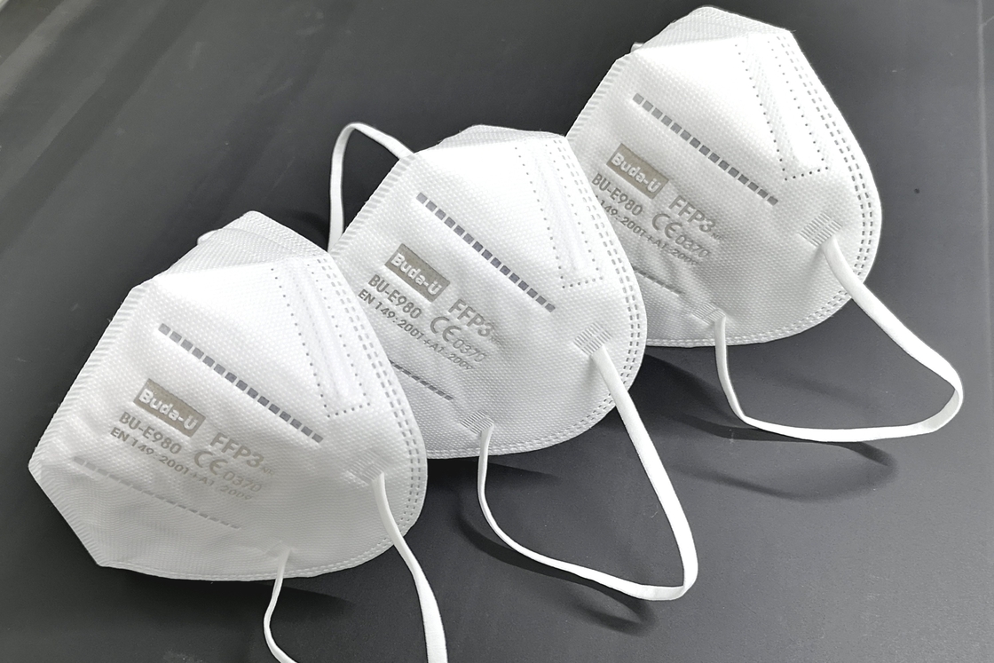 White Disposable Nonwoven Face Mask FFP3 NR Particulate Respirator Mask EU Standard Without Valve , With Embossing Print
