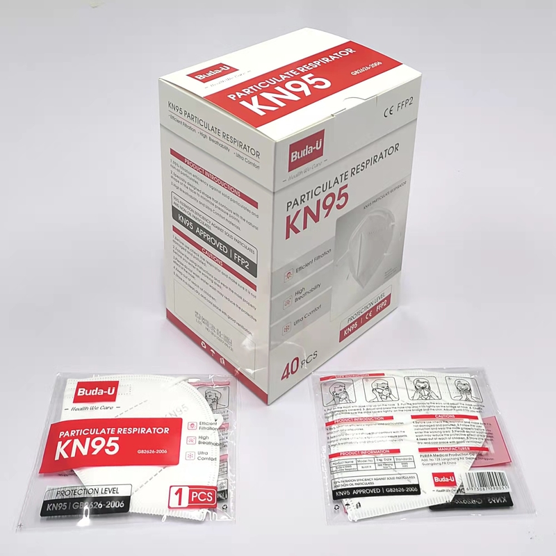 Single Pack 5 Layer Face Mask KN95 Particulate Respirator Mask FDA EUA 40Pcs/Box