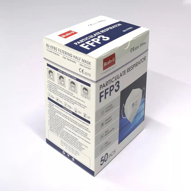 BU-E980 FFP3 Filtering Half Mask En 149 50pcs/Box 99% Min Filtration Efficiency