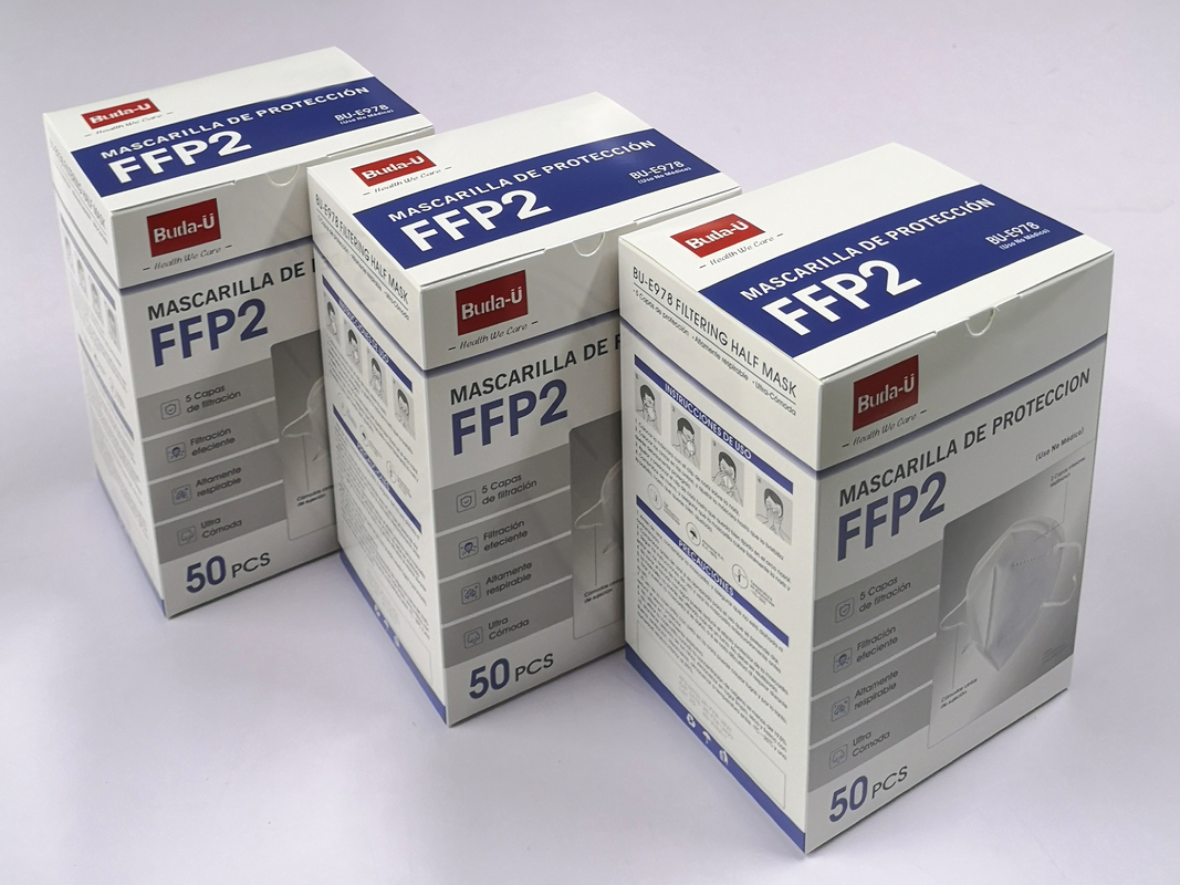 Spanish FFP2 Face Mask , Mask Respirator FFP2 CE 0370 In Spanish Packing Box , FFP2 Protective Mask In Spain