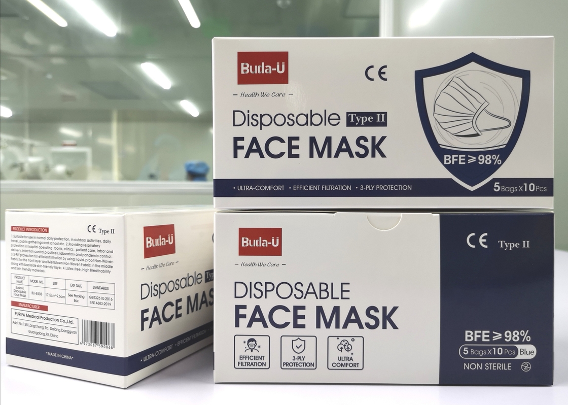ASTM Level 2 Buda-U Medical 3 Ply Disposable Face Mask 50pcs